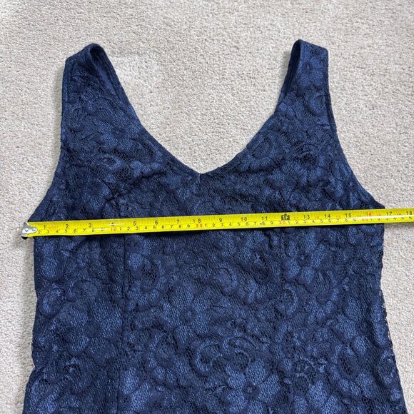Joseph Ribkoff Women's Navy Blue Double V Neck Sleeveless Lace Midi Dress Sz 10 - Picture 12 of 16